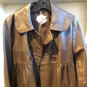 SOLD: Ba&sh brown leather swing jacket $200